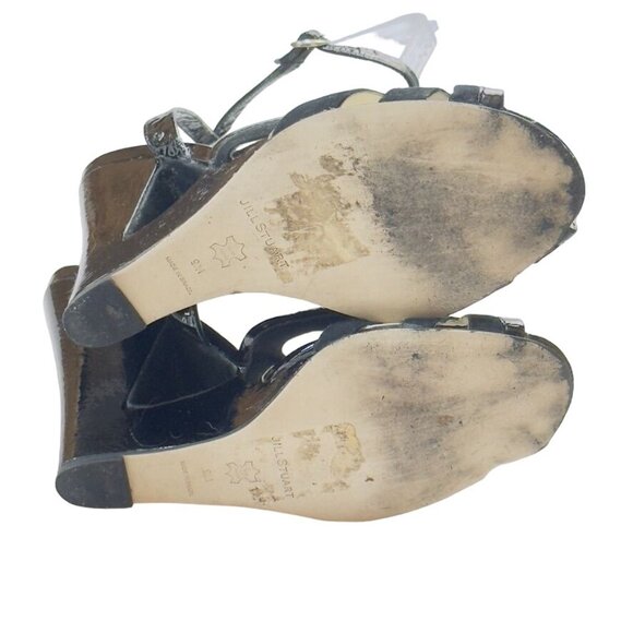 JILL STUART Women's Shoes Black Heels Strap Closure Patent Leather Suede Size M - Picture 9 of 12